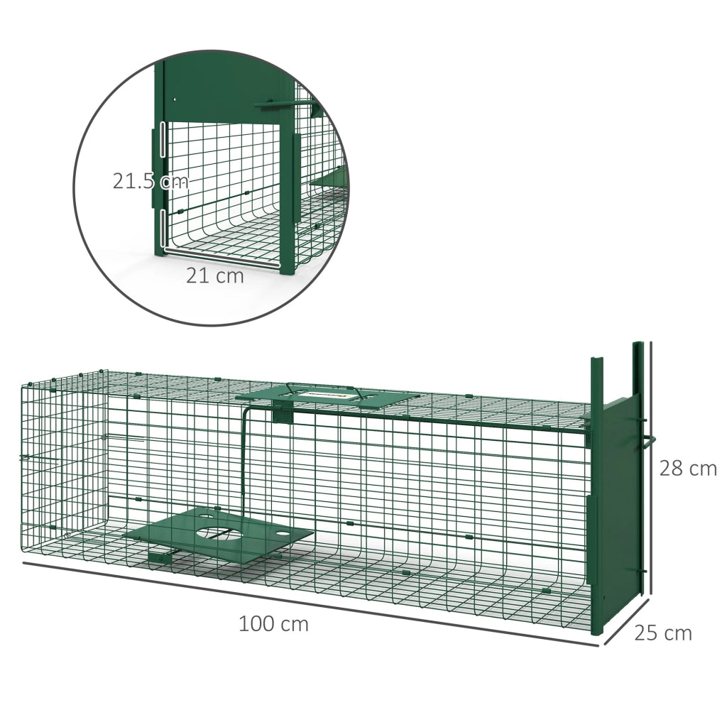 Gabbia Trappola per Piccoli Animali ¨C zephmum ¨C Verde Scuro 100x25x28 cm