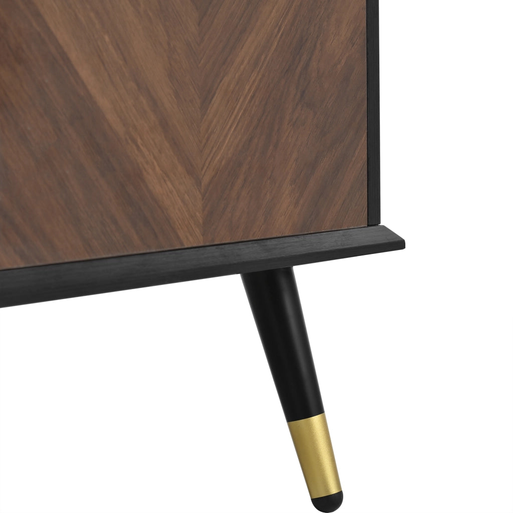 Sideboard con Ante e Ripiani ¨C Xylo ¨C Legno MDF, Metallo, Motivo Spina di Pesce