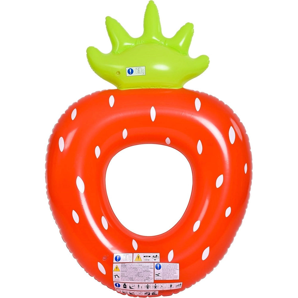 Trade Shop - Salvagente Ciambella Gonfiabile Anello Forma Di Fragola 76x101cm Mare Piscina 016099 -