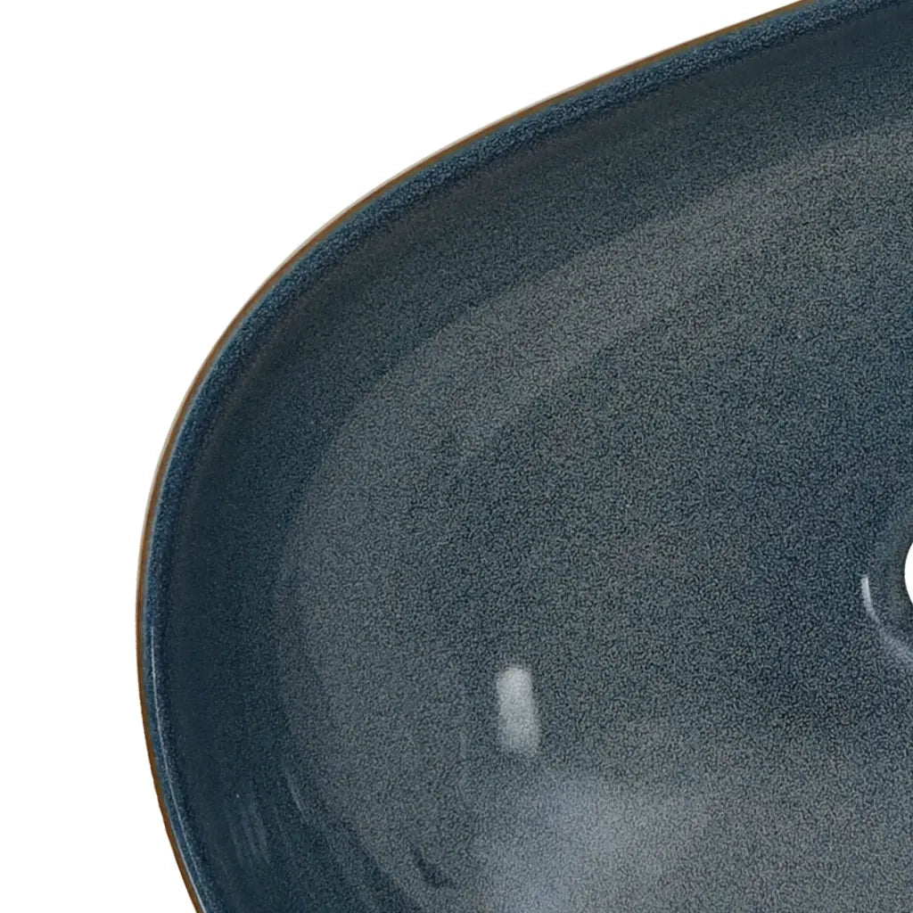 Lavabo da Appoggio Sabbia e Blu Ovale 59x40x14 cm Ceramica CFW5866513