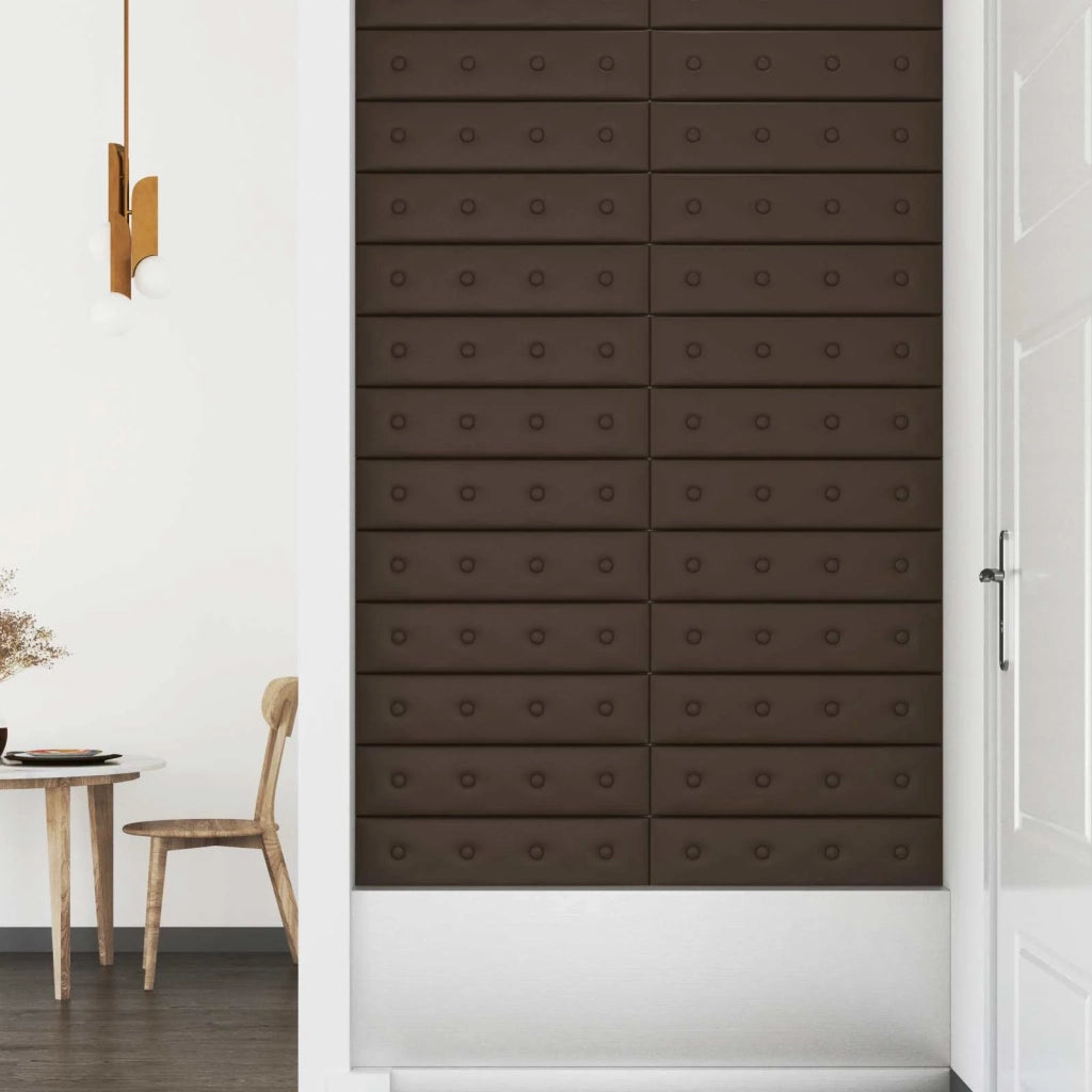 Testiera | Testata da Parete 12 pcs Marrone 60 x 15 cm Pelle Sintetica