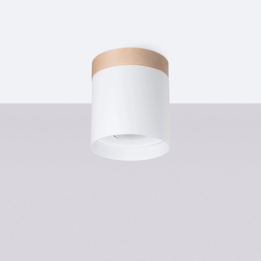 Spot soffitto BARREN bianco/legno Ø12cm 1xGU10 10W
