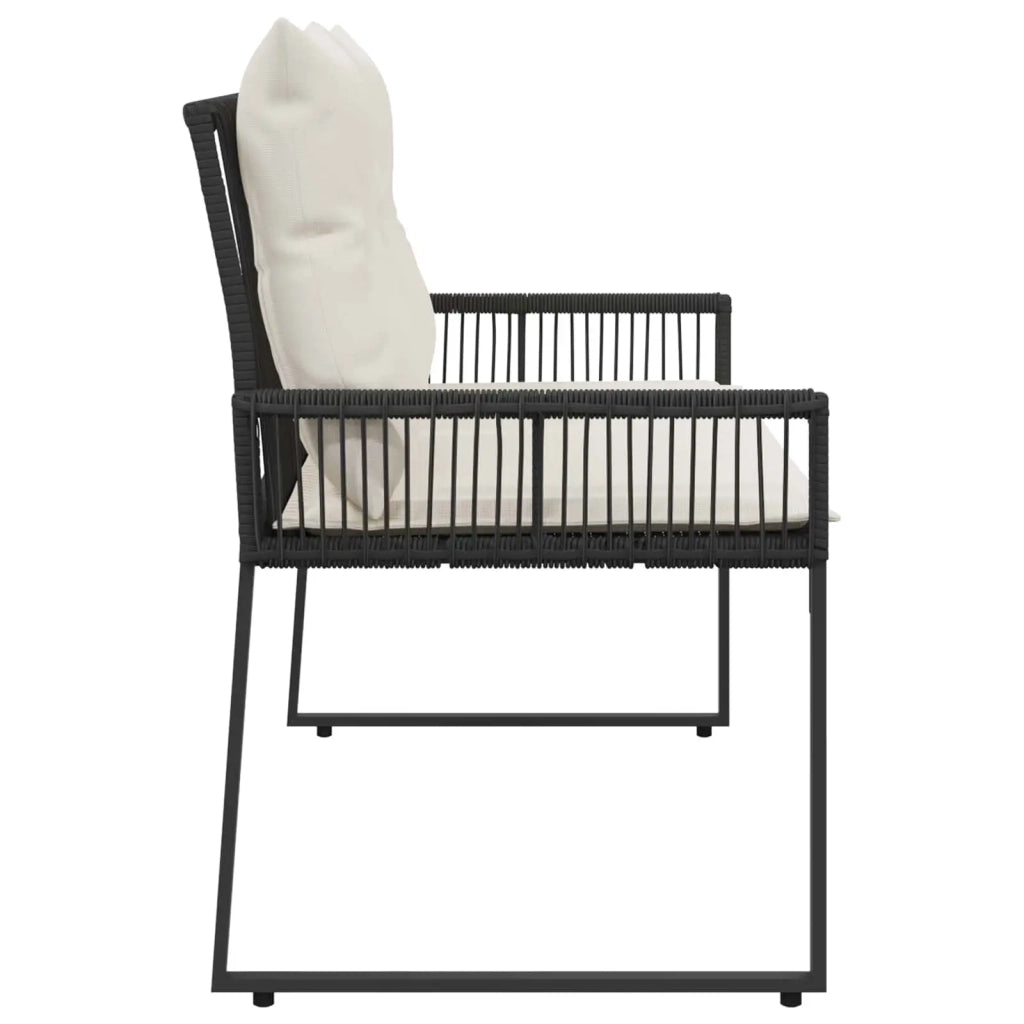 Panchina da esterno 4 pcs Nero e Bianco Crema polyrattan