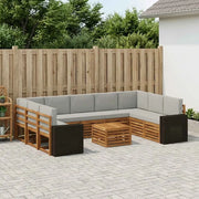 Set divani con cuscino 10 pcs Naturale e Grigio Chiaro