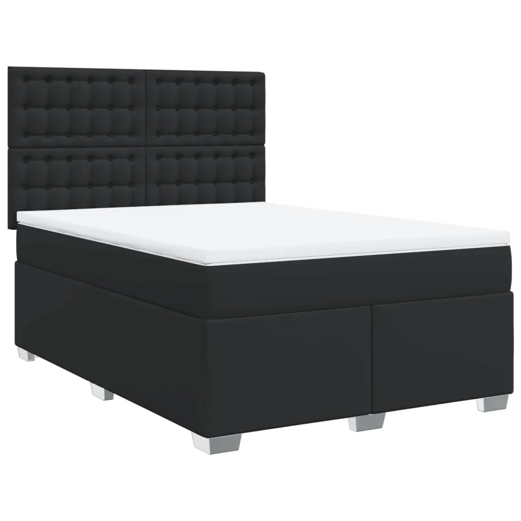 Giroletto a Molle con Materasso Nero 160x200 cm in Similpelle