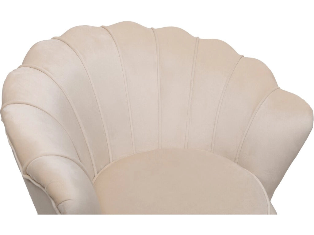 Poltrona "Floria" in velluto - 75 x 68 x 77,5 cm - Beige