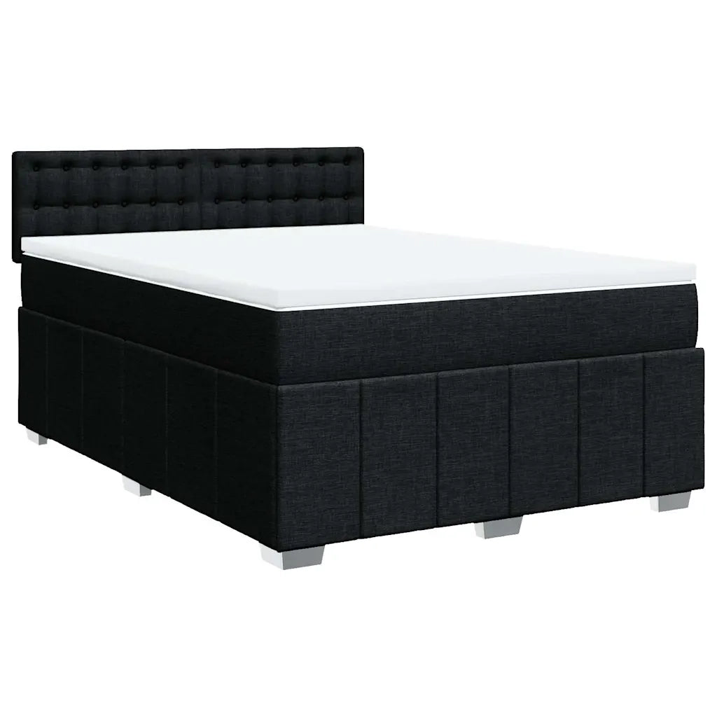 Giroletto a Molle con Materasso Nero 140x200 cm in Tessuto