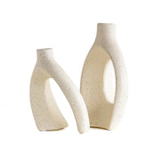 Vaso Decorativo Moderno da Interno in Ceramica – Collezione Design Elegante per Arredo Casa,Vasi Da Soggiorno, Tavolo o Salotto Soprammobile Di Design Intrecci-2Pz - Bianco Natural