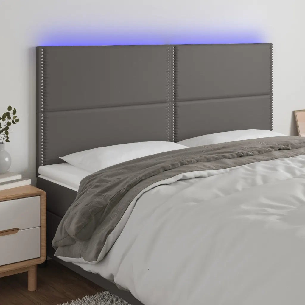 Testiera | Testata a LED Grigio 200x5x118/128cm in Similpelle