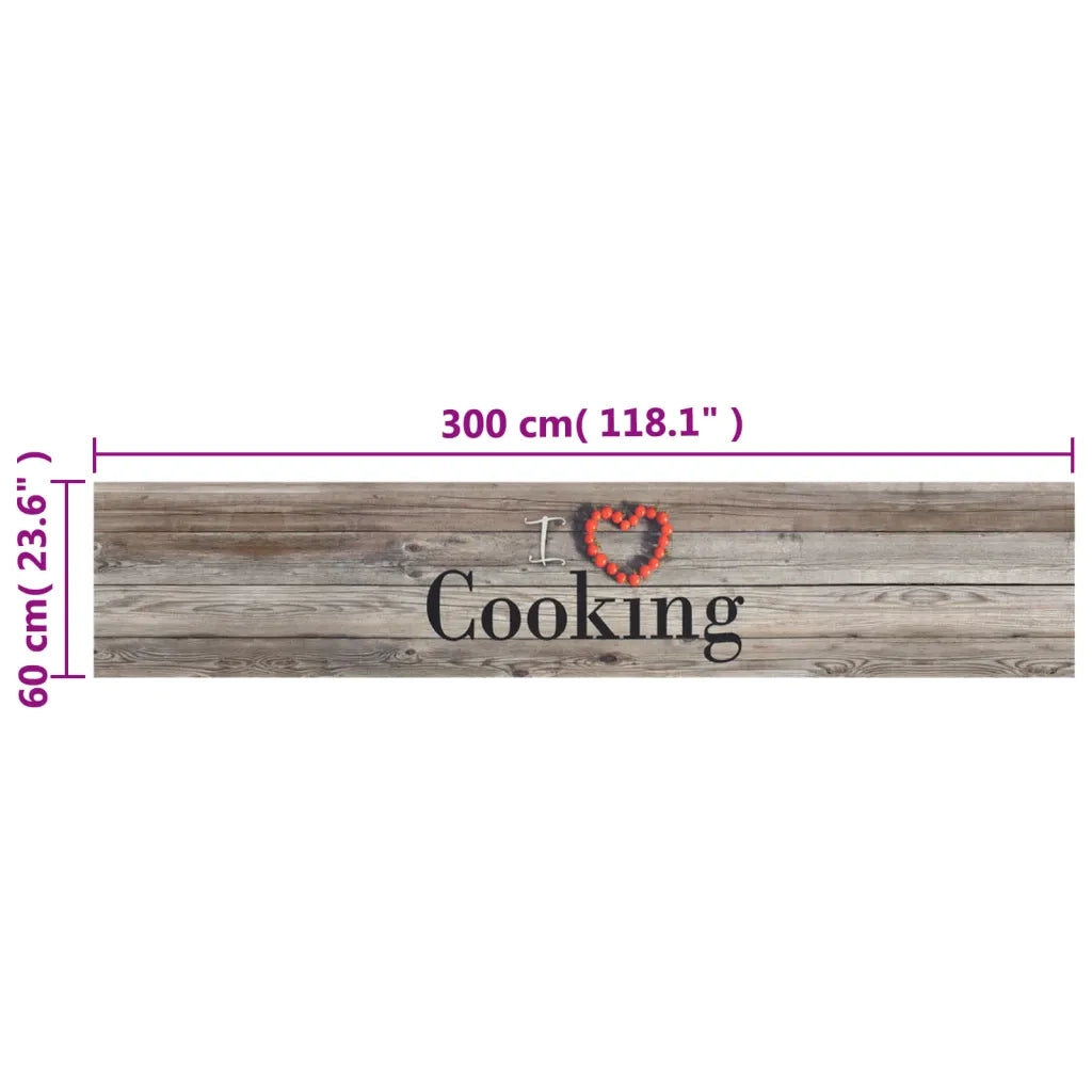 Tappeto da Cucina Lavabile Grigio Cucinare 60x300 cm Velluto 136548