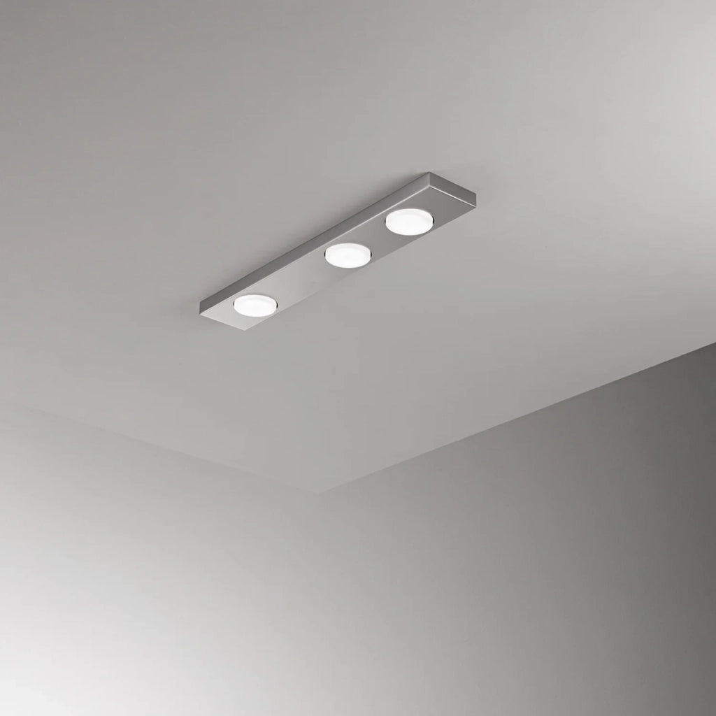 Plafoniera Moderna Bottone Metallo Alluminio Opaco 3 Luci Gx53 Ip20