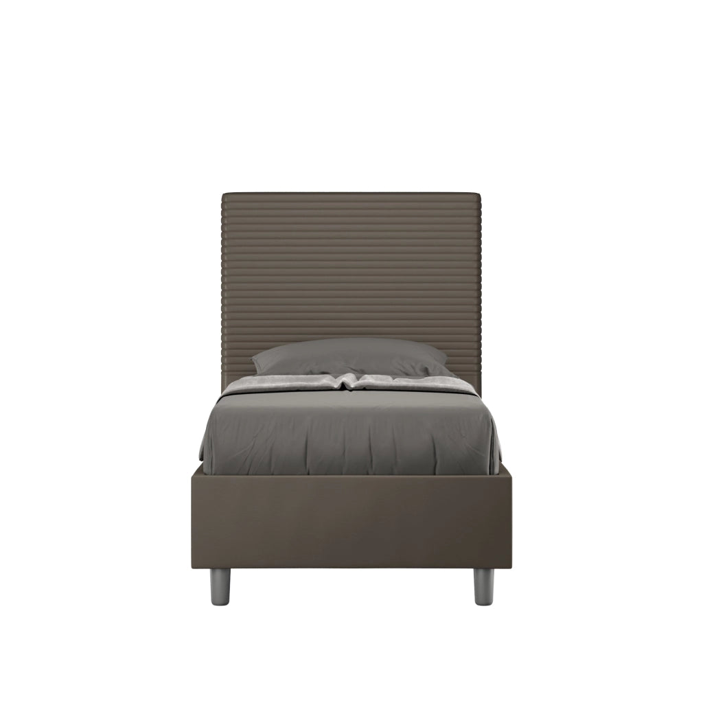 Letto Singolo 80x190 cm con Rete e Contenitore Focus Cappuccino