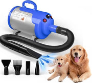 Asciugacapelli silenzioso per cani - 52V / 3800W motore - velocità regolabile - asciugacapelli per cani con 4 getti diversi - tubo elastico per cani Asciugacapelli per cani