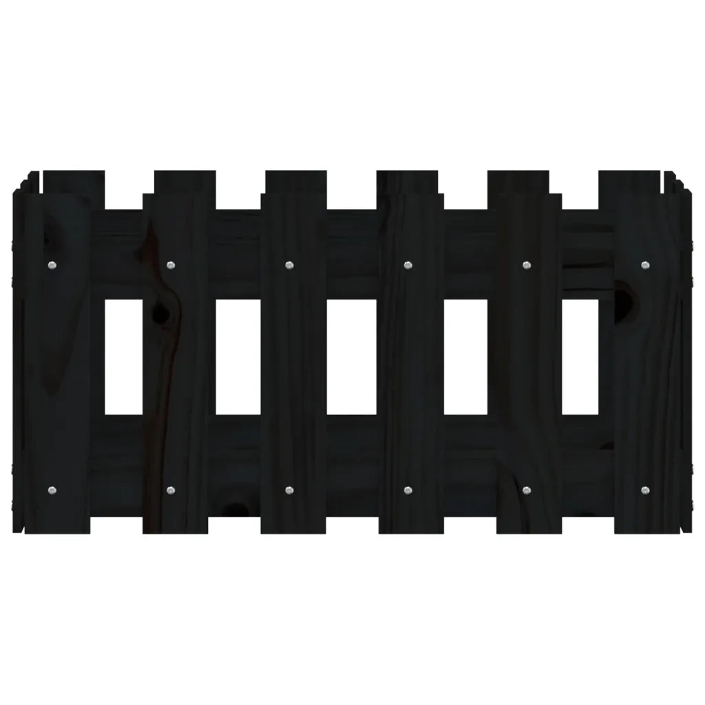 Fioriera Giardino a Recinzione Nera 60x30x30 cm Massello Pino 832469