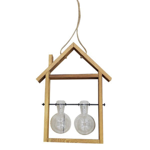 Portafiori in legno con vetro 2 posti cm 25x6,5h30