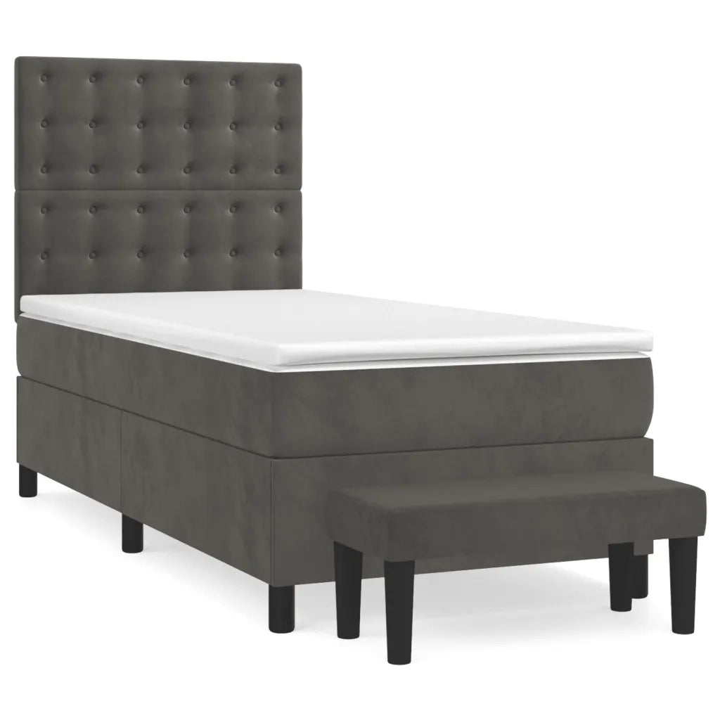Giroletto a Molle con Materasso Grigio Scuro 100x200 cm Velluto 3138068