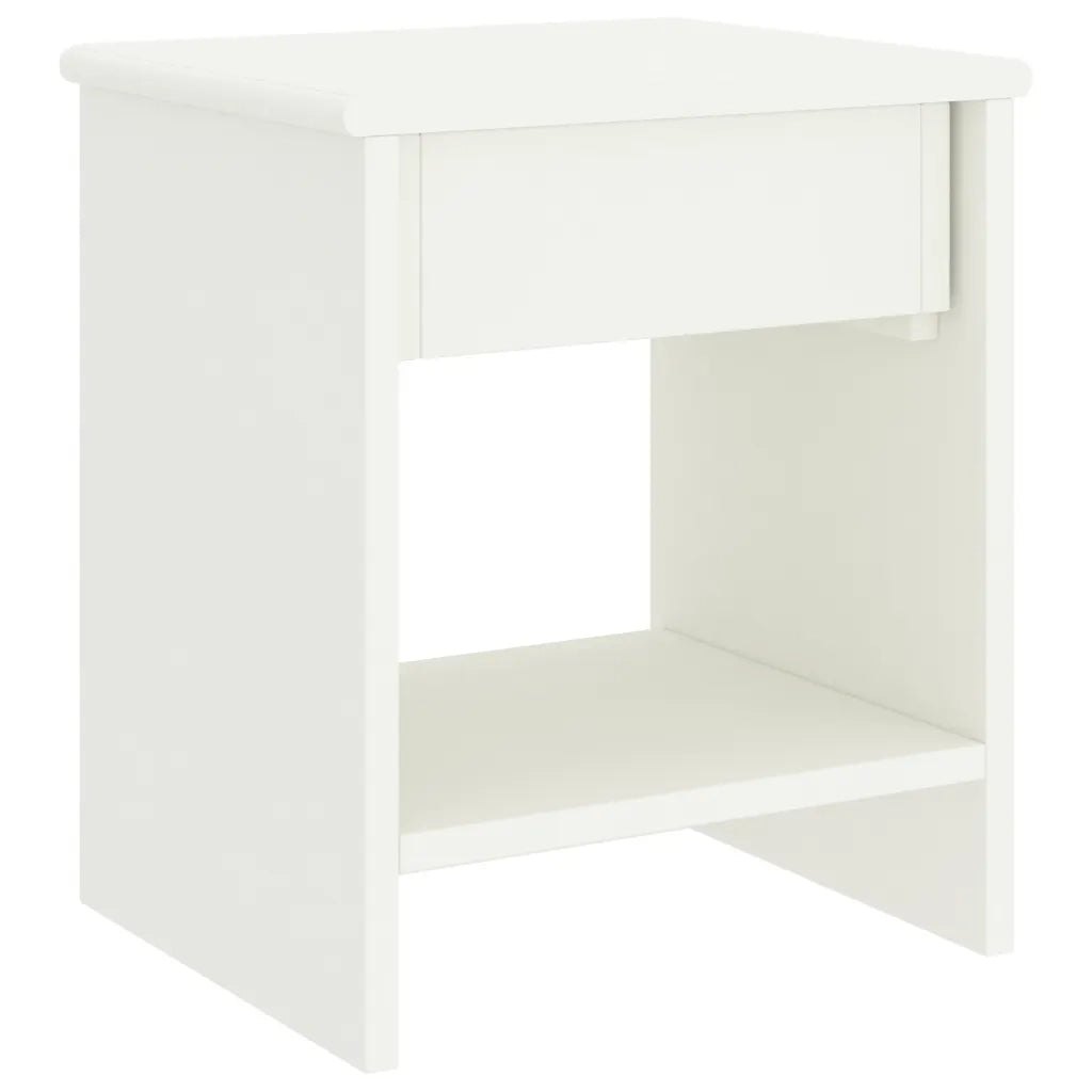 Comodino Bianco 35x30x40 cm in Legno Massello di Pino cod mxl 30409