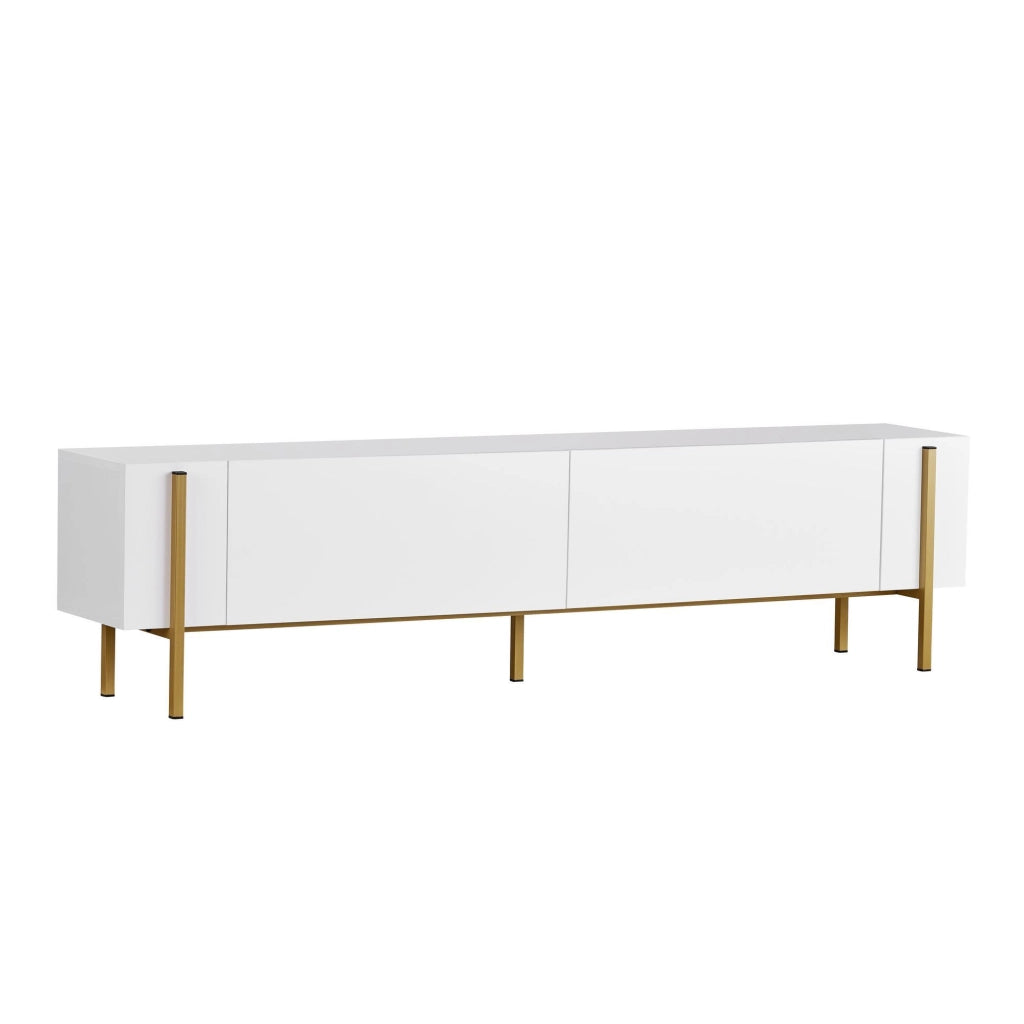 Porta TV in legno "Nexus" - 180 x 30 x 45 cm - Bianco / Oro