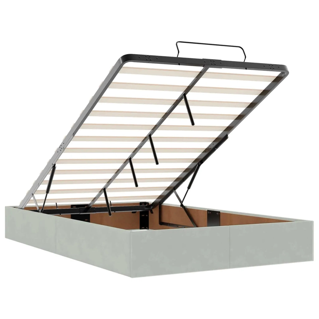Letto Ottomano con Materasso e LED Grigio Chiaro 120 x 200 cm 3458367
