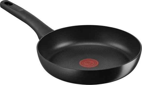 Pentola ad induzione con rivestimento in titanio duro, 28 cm, indicatore di temperatura, manico ergonomico, compatibile con tutti i fornelli ad induzione.
