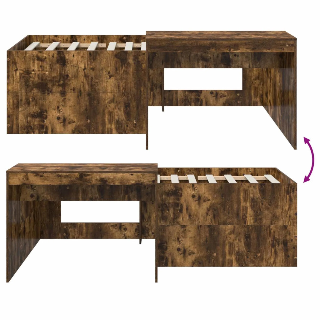 Letto alto per bambini con scrivania Rovere Fumo 90 x 200 cm 3422655