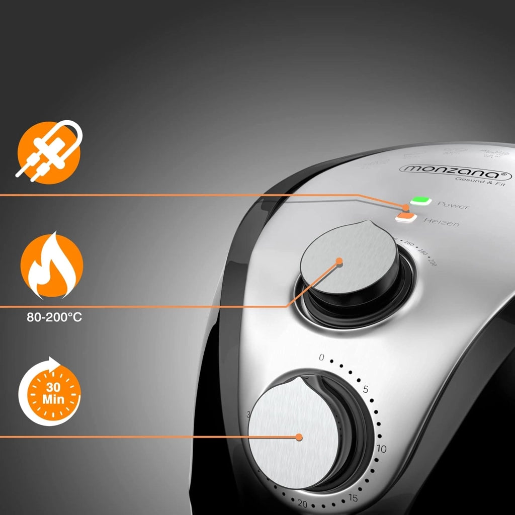 Friggitrice ad Aria Calda 9 in 1 3,6L Senza Olio 80-200°C Air Fryer Lavabile Lavastoviglie Rivestimento Antiaderente
