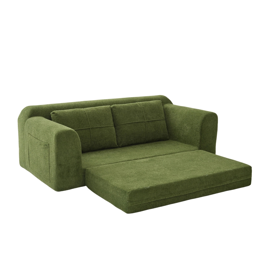 DIVANO LETTO 2 in 1 pieghevole da pavimento 179x95x79 cm tessuto verde