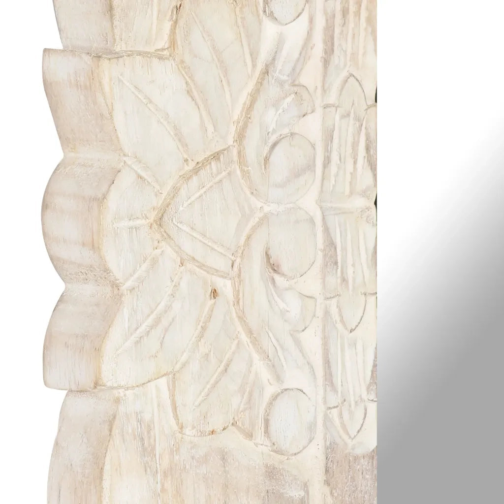 Specchio-Specchio Decorativo Bianco 80x50 cm in Legno Massello di Mango