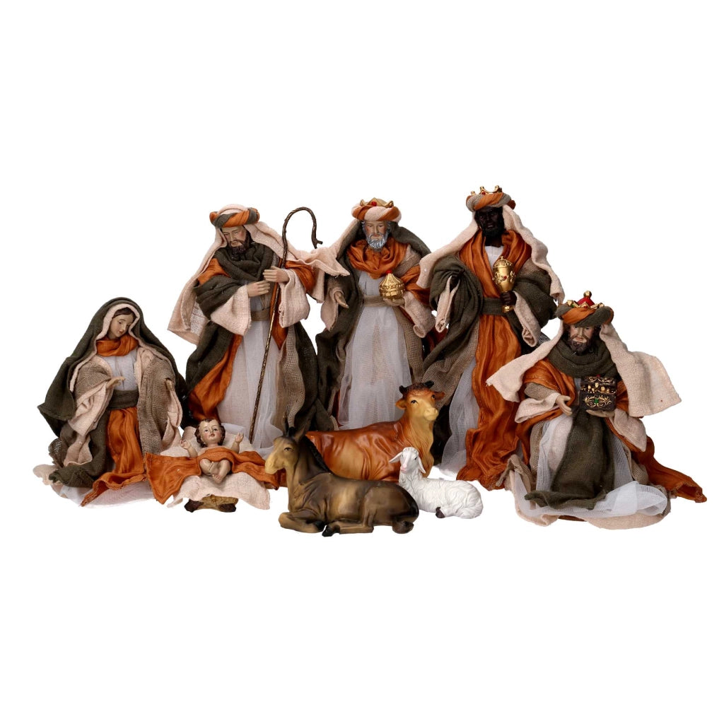 Natività tessuto set 9pz ocra cm xh30,5