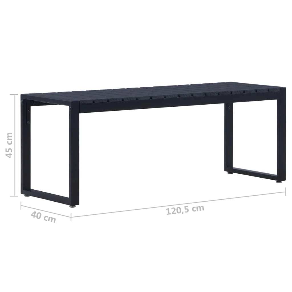 Panca da giardino mobili da esterno per patio terrazza pannello nero da 120,5 cm 02_0011211