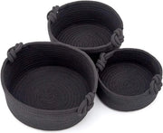 Set di 3 Organizzatori Decorativi per Magazzino con Pannelli Tessuti, Ideali per l'Archiviazione di Piccoli Oggetti di Casa - Nero