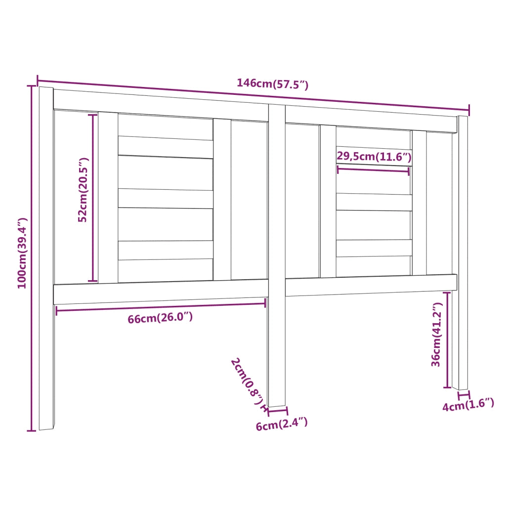 Testiera per Letto ambra 146x4x100 cm in Legno Massello di Pino 818823