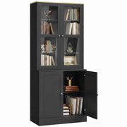 Libreria con ante in vetro ¨C Xylo ¨C 6 ripiani, 4 porte, nero