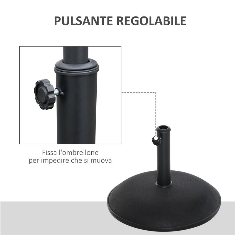 BASE PER OMBRELLONE DA GIARDINO IN CEMENTO PER OMBRELLONI CON PALO DI 35MM, 38MM, 48MM, NERO 50X37CM
