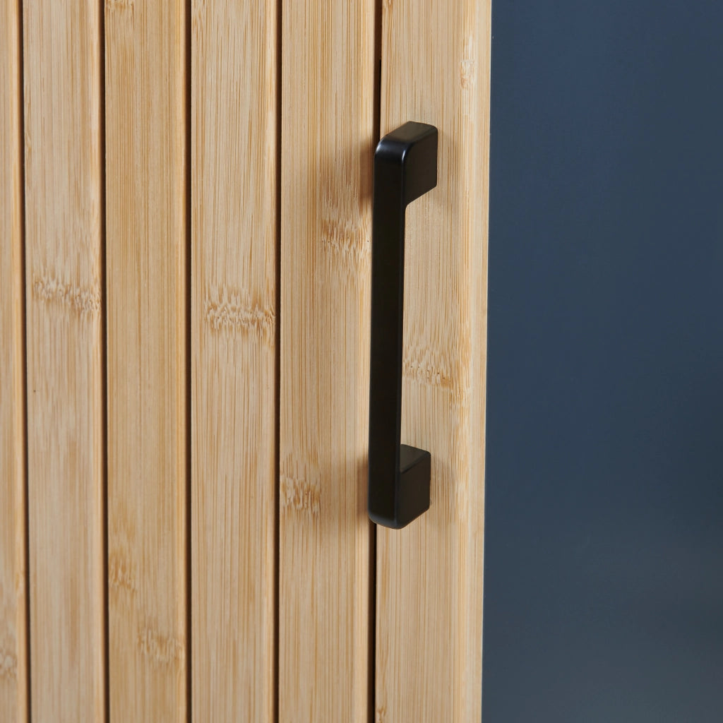 Mobile a Colonna Svanes con 2 Ante in Bambù e 6 Scomparti 170 x 30 x 30 cm - Grigio Scuro/Naturale [en.casa]