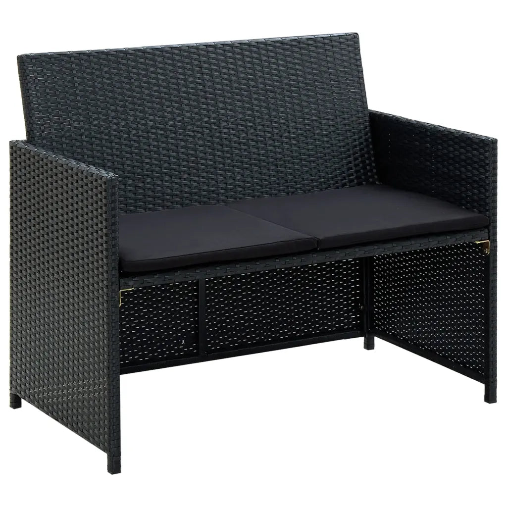 Set Divani da Giardino 4 pz con Cuscini in Polyrattan Nero cod mxl 34568