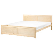 Letto matrimoniale in legno naturale marrone chiaro 180 x 200 cm con testiera in stile scandinavo