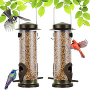 Casa Alimentazione Urban Deco con 2 aperture di alimentazione, Casa Alimentazione con tubo trasparente 21,5 cm robusto, Casa Alimentazione metallica (marrone scuro - 2pz)
