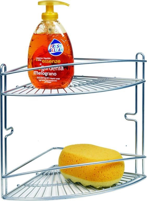 Mensola Angolare Doccia Portacosmetici Washy Proof Silver 2 Piani Artex