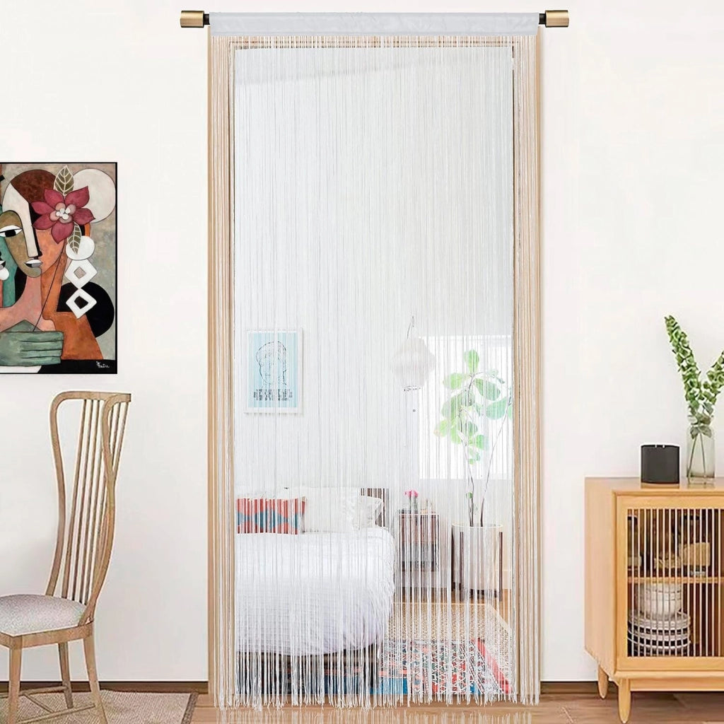 Tenda a Fili Elegante Per Porte Finestre Pannello 140x290 Cm Divisorio Camere Stanze Ambienti Bianco