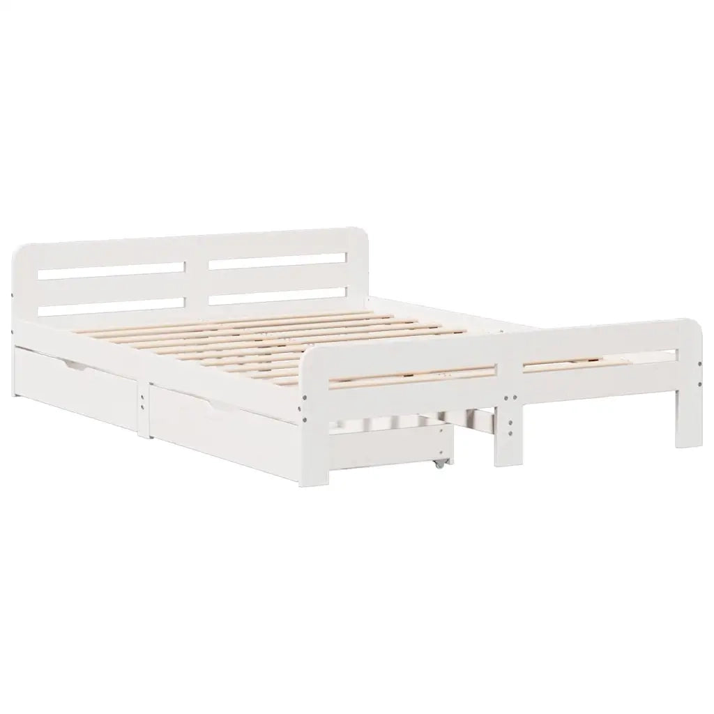 Letto senza Materasso Bianco 140x200 cm Legno Massello di Pino 3309039