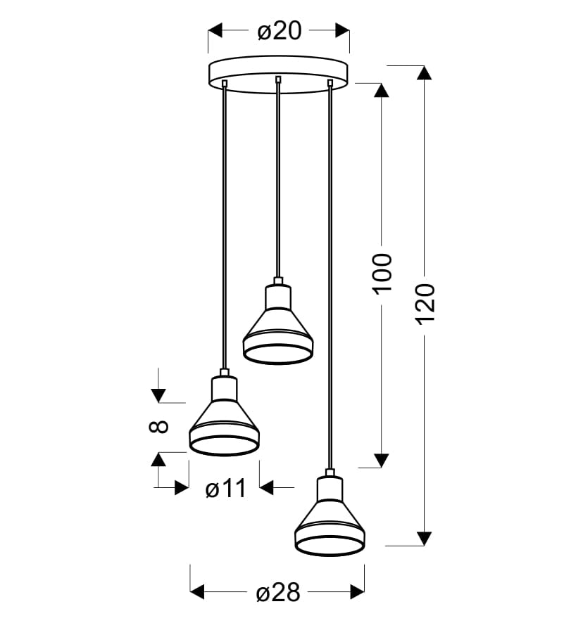 Lampadario Candellux Gregory 3xE14 nero vetro fumé