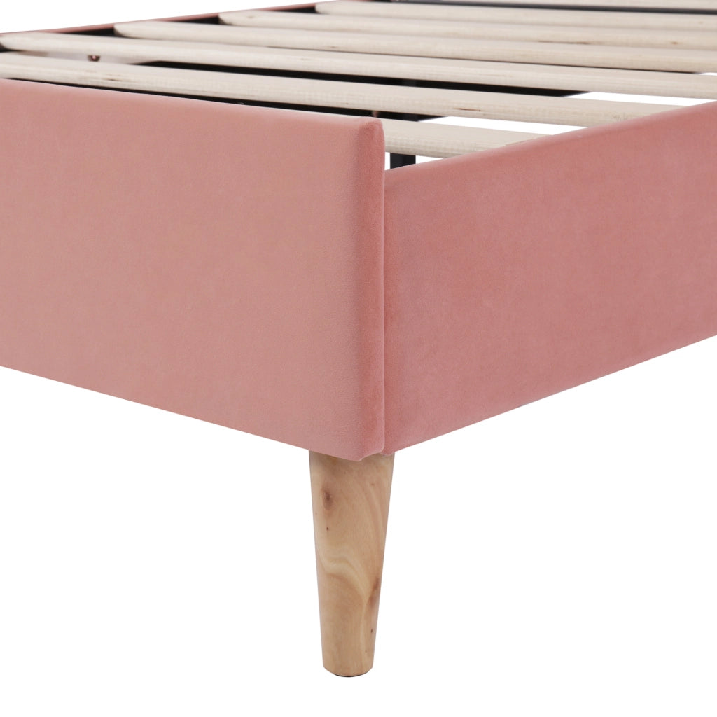 Letto imbottito rosa 90 x 200 cm in velluto con testiera regolabile