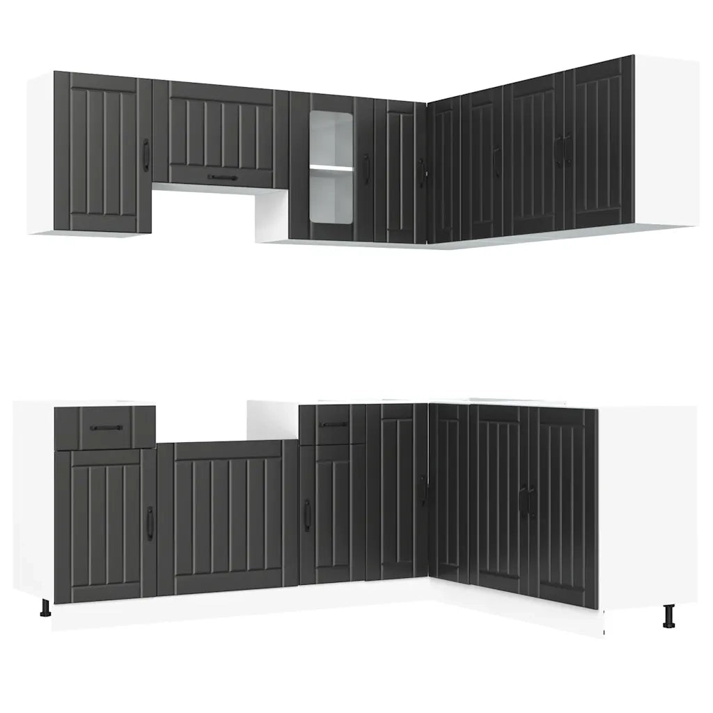 vidaXL Set Mobili da Cucina 11 pz Lucca Neri Legno Multistrato