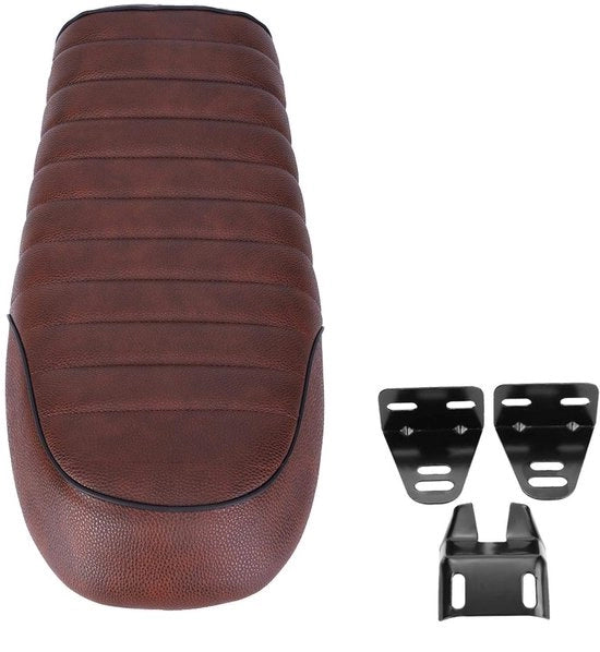 Sella Moto Vintage Stile - Cuscino Ergonomico in PU Pelle - Adatto a CG125/GN/CB400SS - Comfortevole - Assorbimento di Impatti - Sedile Moto
