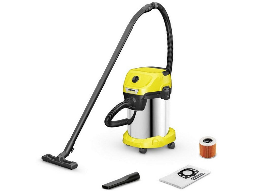 bidone aspira solidi-liquidi wd 3 s v-19/4/20 corpo acciaio inox 1.000 w lt. 19 cod:ferx.vit53530