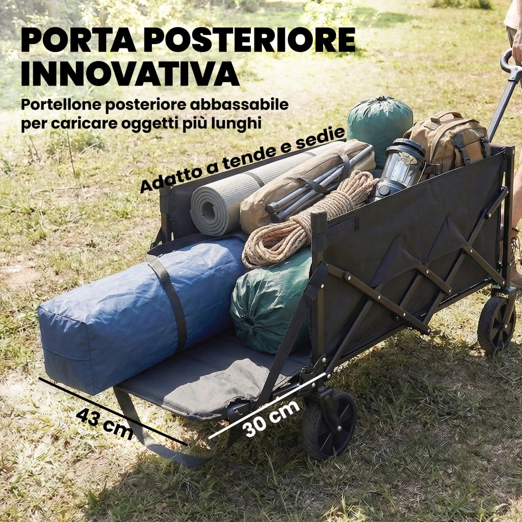 Carrello da Giardino Pieghevole 60L con Ruote ¨C Zephmum ¨C Nero