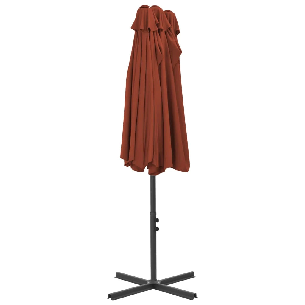 Ombrellone con palo in alluminio 460 x 270 cm arancione 02_0008137