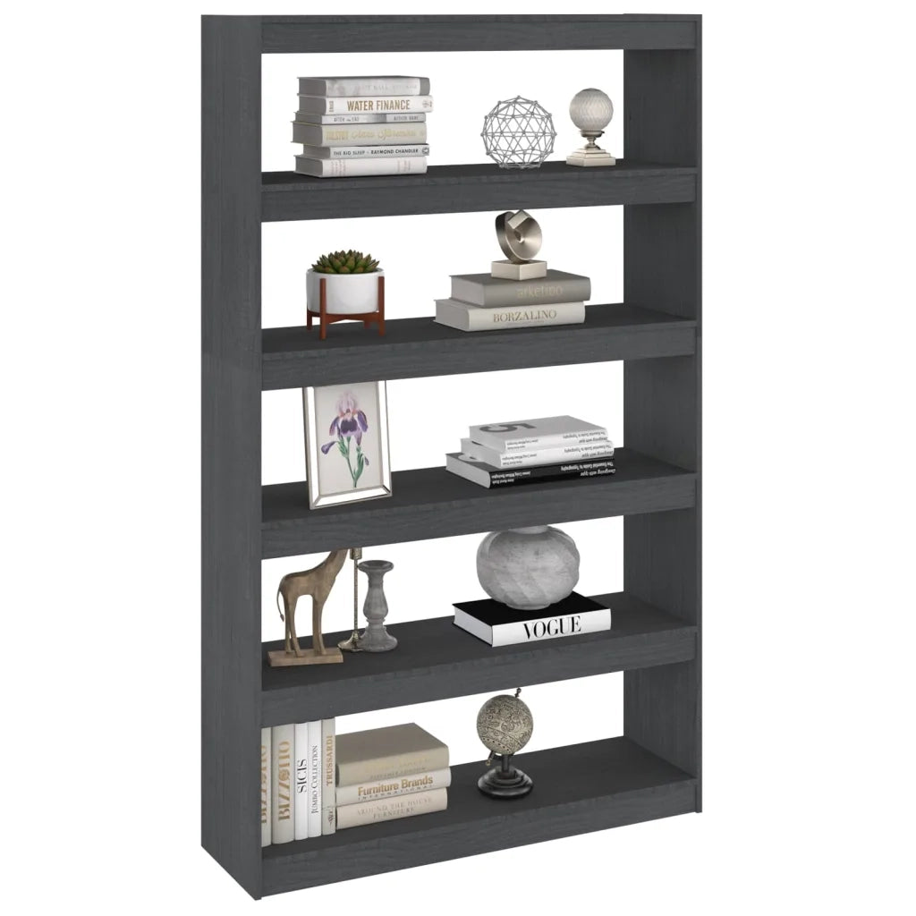 Libreria/Divisorio Grigio 100x30x167,5 cm in Massello di Pino 808225