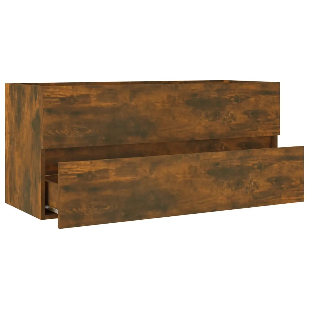 Mobiletto lavabo a parete moderno e pratico 100 x 38,5 x 45 cm in legno composito finitura rovere affumicato 02_0048238